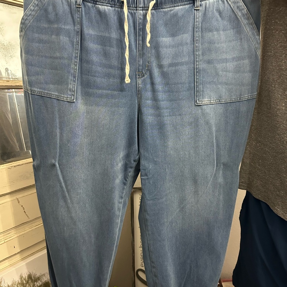 Lane Bryant Blue Relaxed Fit Jeans with Drawstring Waist